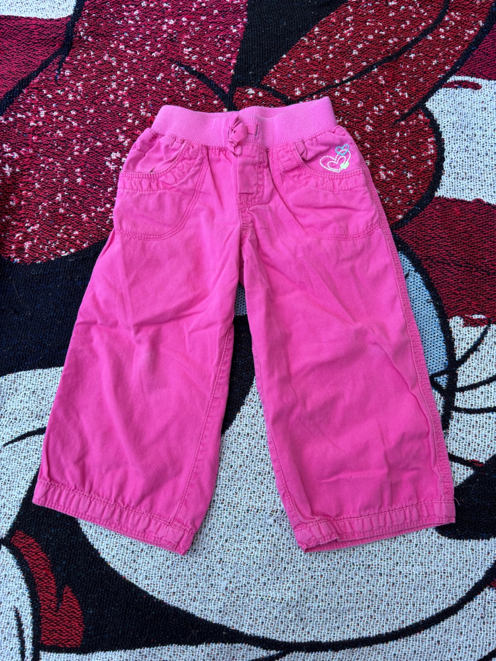 VINTAGE Y2K CIRCO PINK EMBROIDERED HEART PANTS GIRLS SIZE 24 MONTHS